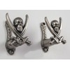 2 Pc Pirate Sword Hanger Jolly Roger Hook Cutlass Gun