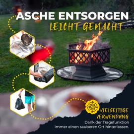 VATERLIEBE Fireproof Underlay 97 cm Dispose of Coal, Heat Protection Mat, Carry Function, Turn Grill Mat into Carry Bag, Grill Mat, Dispose of Rubbish, Fire Protection Mat, Protect Floor