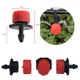 Kalolary 100Pcs 1/4Inch Irrigation Drippers Sprinklers, Adjustable Emitter Drippers Micro Drip Irrigation System Watering Sprinklers Anti-clogging Emitter Dripper Red Garden Supplies