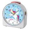 CreaDesign, WU-71-1034-01, Einhorn Blau, analog Kinderwecker weiß, Funkwecker mit Sweep-Uhrwerk