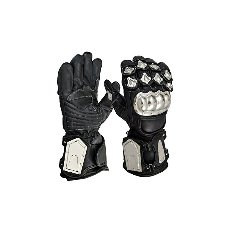 NORMAN Stainless Steel 100% Genuine Leather Motorcycle Waterproof Gloves -