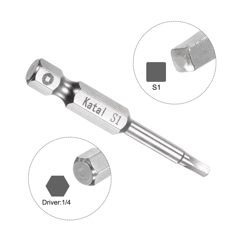 QUARKZMAN Pack of 10 S1 Square Bit 1/4 Inch Hex