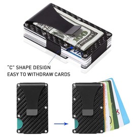 Carbon Fiber Wallet,RFID Blocking Card Holder for Slim Metal Wallet,Minimalist Money Clip