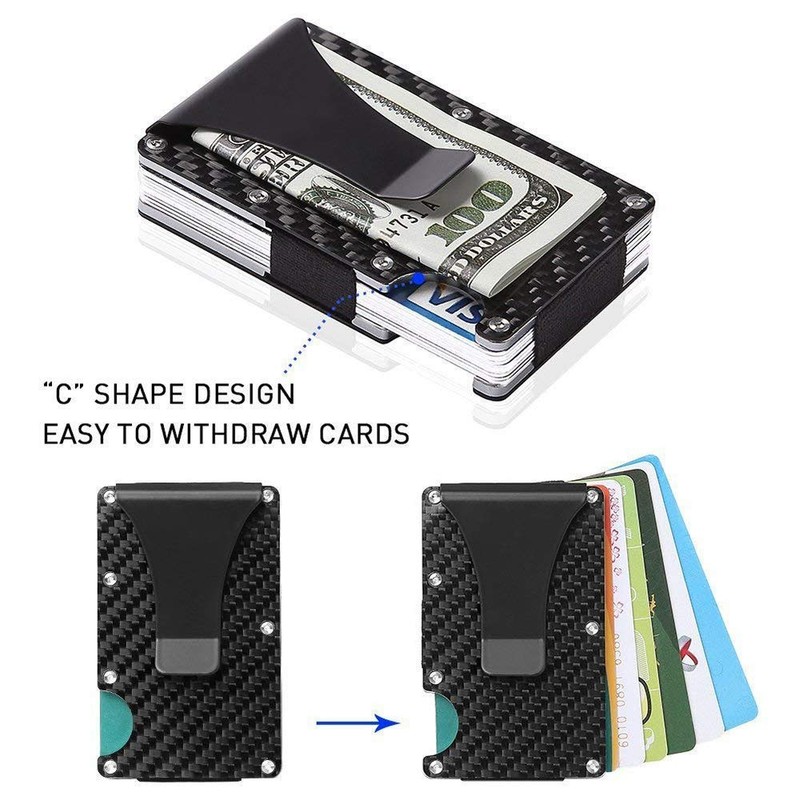 Carbon Fiber Wallet,RFID Blocking Card Holder for Slim Metal Wallet,Minimalist