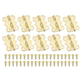 PATIKIL Small Jewelry Box Hinges 3/4 Inch, 10 Pack 180-degree Mini Butterfly Hinges Jewelry Box Hardware with 40 Screws for Cabinet Wooden Box Drawer Craft, Gold