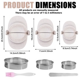 Dumpling Maker, 8 Piece Ravioli Shaper Set, Dumpling Maker, Empanadas Press Mould Set with Round Dough Cutter, Ravioli Maker, Gyoza Maker, 3 Sizes ravioli Cutter 7 cm/8 cm/11 cm, Beige