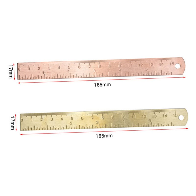 STOBOK 2pcs Vintage Brass Ruler Double Scale Straight Rulers Brass