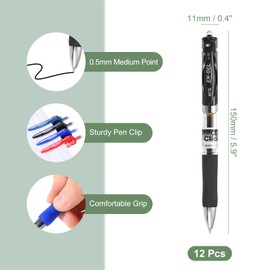 M&G Gel Pen Medium Point 0.5mm, 12 Pack Quick Dry Smooth Retractable Black Gel Ink Rollerball Pen for Home Office Writing Note Taking Journaling Business, Style 1