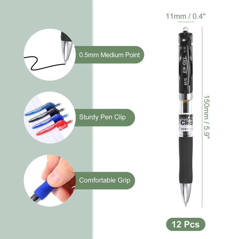 M&G Gel Pen Medium Point 0.5mm, 12 Pack Quick Dry