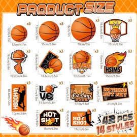 Jetec 42 Pcs Basketball Party Decoration Sport Cutouts Basketball Birthday Cutouts Decoration for Sport Ball Birthday Theme Classroom Party Supplies Decor