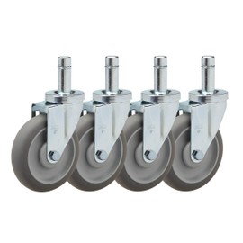 5" Caster Set for Metro Shelving | 4 Grip Ring Stem Swivels | Non-Marking Thermoplastic Rubber Wheels