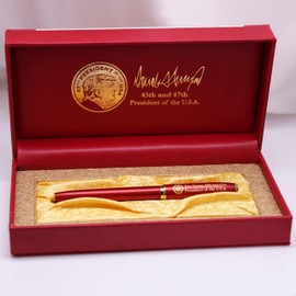 Proud Patriots | Executive Order Pen – Two-Term President Collectible Pen with Display Box – Red & Gold Finish – 45th & 47th President Replica