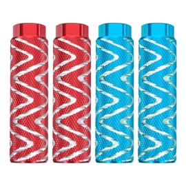 sourcing map 2 Pairs Bike Pegs Aluminum Alloy Rear Stunt Pegs Anti-Skid Foot Pedals Fit 3/8" Axles for Mountain Bike BMX, Red & Sky Blue