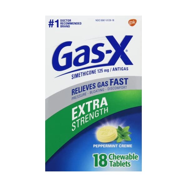 Gas-X Chewables Extra Strength Peppermint Creme 18 ea (Pack of 8)