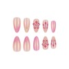 CECOBAG Spring Press-On Almond Nails, Medium Pink Floral Tip Nails