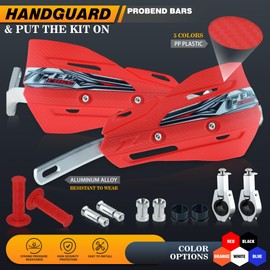 Fewfuss Dirt Bike Hand Guards with Grips, Univeral Dirtbike Motorcycle Handguards 7/8'' and 1 1/8'', MX Motocross Supermoto Racing ATV Handguards 22mm 28mm (Red)