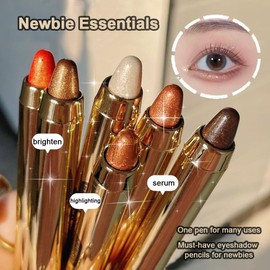 XFSRG Lidschatten Stift Doppelseitiger Lidschatten Stick Eyeshadow Stick Heller Lidschattenstift 6 Colors Glänzend Shimmer Eyeshadow Stylo Stift mit Cremiger Textur(06)