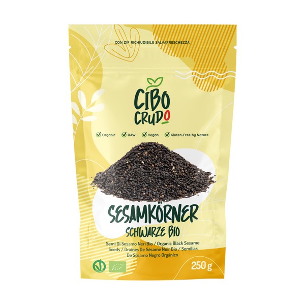 Black Sesame Seeds Organic - 250 g. Sesame Black Not Roasted and Without Additives. Sesame Seeds Vegan and Raw. Rich in Vitamins and Mineral Salts.