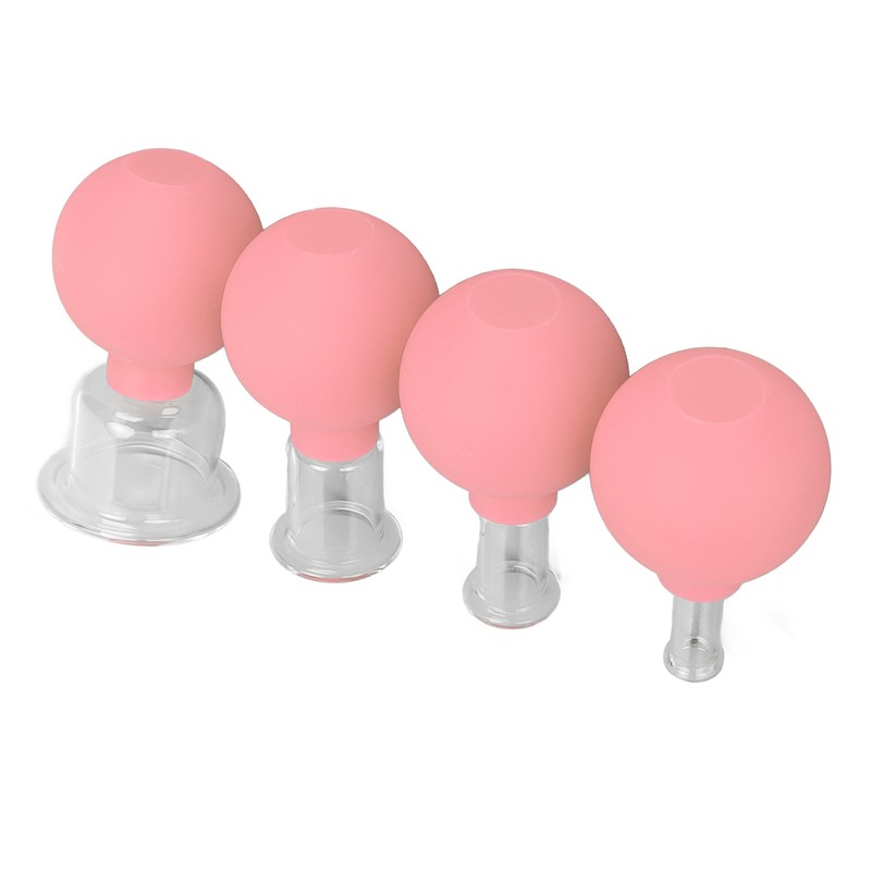 4pcs Glass Face Cupping Set Silicone Lymphatic Drainage Skin Lifting