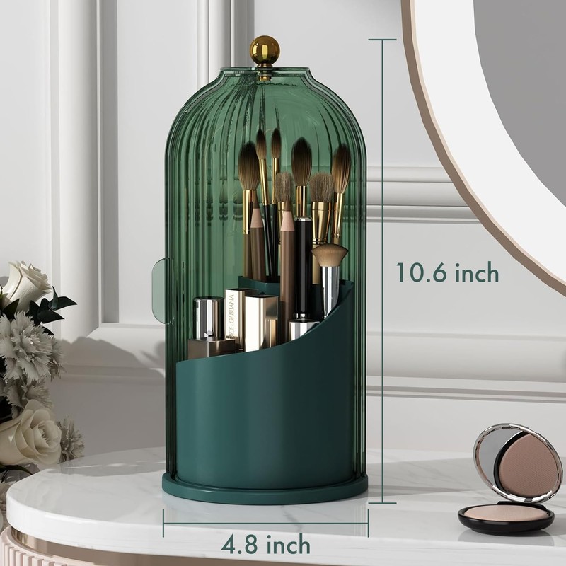 ZHUSSZHU Makeup Brush Holder with Lid Cosmetic Tools Organizer 360