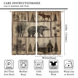 SENRUEGT Vintage Rustic Animal Curtains, Forest Cabin Bear Deer Farmhouse Bedroom Living Room Kitchen Barn Window Drapes, 42x45 Inch [Decor]