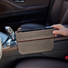 relleno de espacio para asiento de coche, organizador de bolsillo lateral de asiento de coche de cuero para guardar teléfonos o boletos o llaves o dinero de bolsillo (Negro)