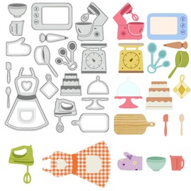 BENECREAT Baking Tools Cutting Dies, Kitchen Utensils Stencils Aprons Glove Decorative Embossing Stencils for Scrapbooking, Photo Album, Greeting Card Making, 0.8mm Thick