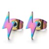 Pair of Black Flash Stud Earrings for Men Women Stainless