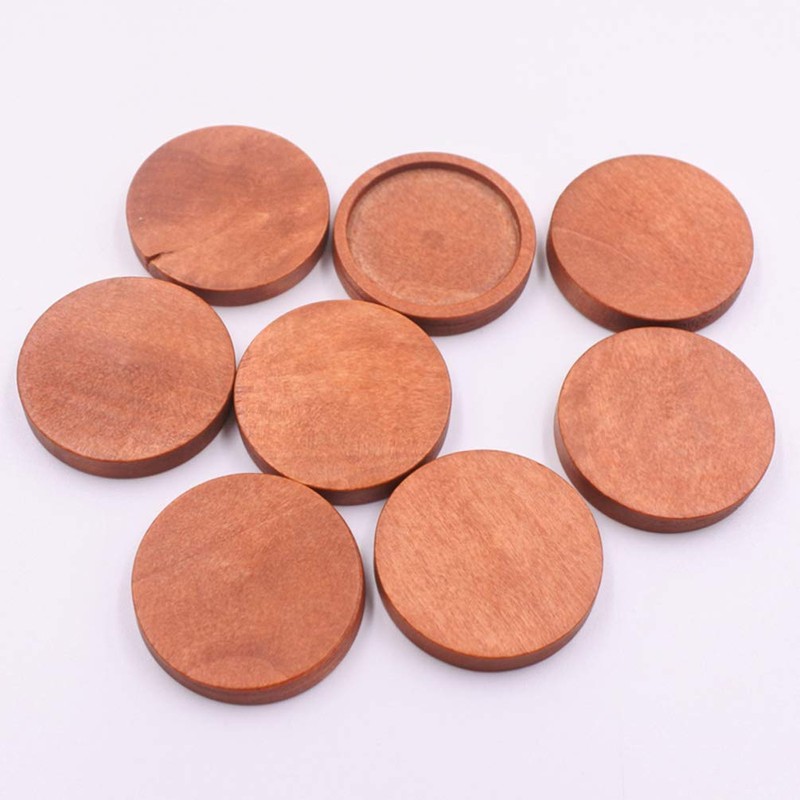 EXCEART Cabochon Pedestal, Wooden Brooch Pin, Meal Plate, Round Plate,