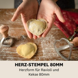 Marcato Ravioli and Cookie Cutter Ravioli Maker Cookie Cutter Solid Wood and Cast Iron Made in Italy Heart Shape 80mm