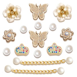 Shoe Charms with Bling Chains, Flowers and Butterflies, Decorative Jewels for Women's Shoes, Party Accessories (bling 2)