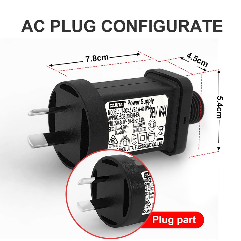 PremierAdapter Pack of 2 Power Supply for CZJUTAI JT-DC4.5V3.6W-IP44 Christmas