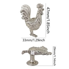 Mizhang Chicken Knobs, Rooster Knobs for Cabinet and Drawers, Decorative Gold Zinc Metal Rooster Shaped Knob Pull Handle for Kitchen Cupboard Closet Dresser Hardware Furniture Handles 4pcs (Silver)