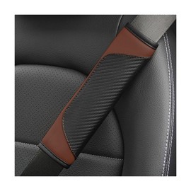 AUCELI 2PCS Car Seat Belt Cover, Carbon Fiber Seatbelt Shoulder Strap Covers, Breathable Leather Soft Harness Pad Protect Your Neck and Shoulder Compatible with Cars