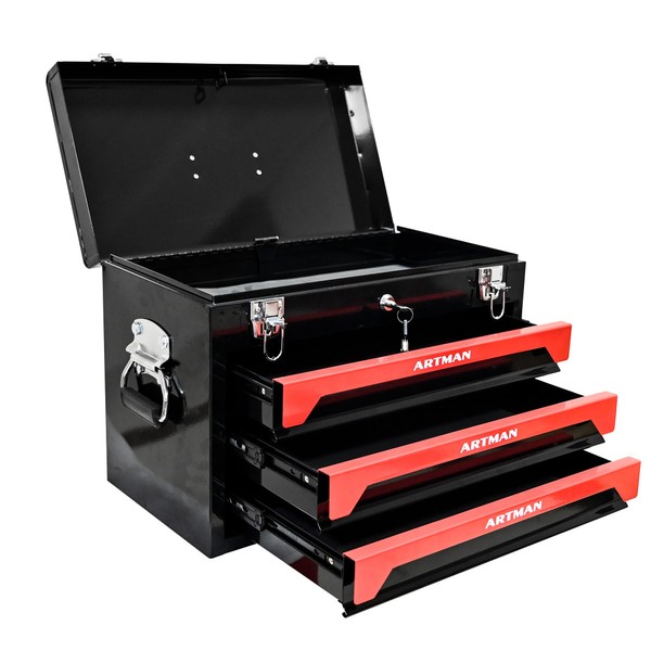 Campfun Mechanics Tool Box Portable, Tool Chest Lockable with 3