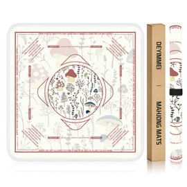 Deyimmei Neoprene Mahjong Mat for Table 31.5"x31.5" - Non-Slip, Noise Reduction Cover with Storage Pockets, American Rules & Crease-Free Rolled Shipping (Mushroom Blossom)