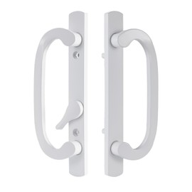Sliding Patio Door Handleset, 45° Keyway, 3-15/16" H.C., Fits 1-3/8" to 2-1/4" Thick Doors, No-Handed, White Diecast, Offset Position Non-Keyed