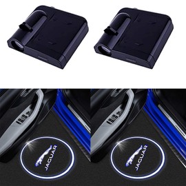Cehuoca 2Pcs fit Jagvar Logo LED Projector Car Door Step Courtesy Welcome Lights,LED Door Light Projector Wireless Car Door Paste Lights Welcome Courtesy Light Accessories