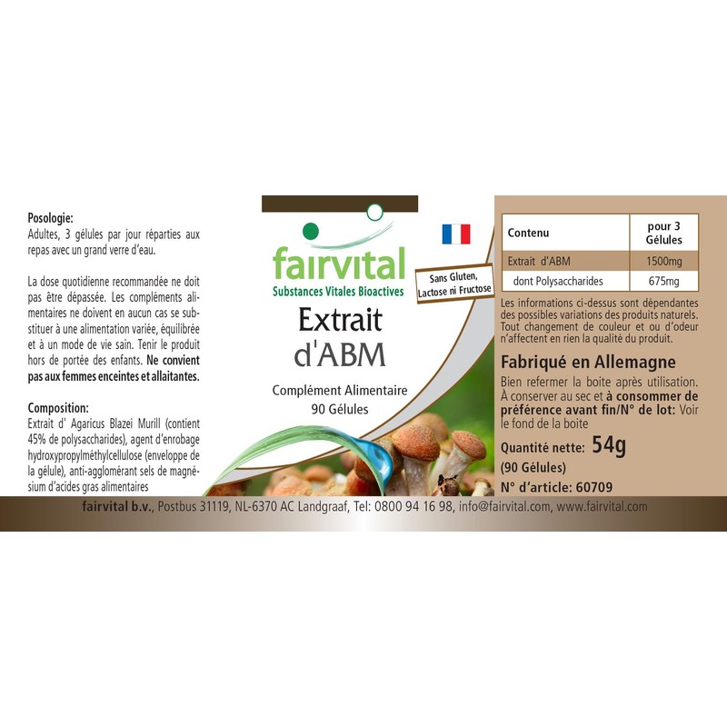 Fairvital Agaricus Extract 500 mg - 90 Capsules - ABM