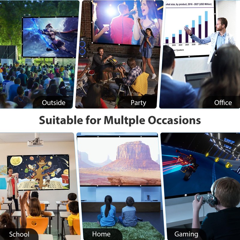 Projector Screen 120 Inch, LEORFI Portable Projector Screen Outdoor 16:9