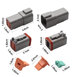 SanilParts 3 Sets 6 Pin Way DT Series Connector, DT04-6P DT06-6S Waterproof Connector, 13 Amps Continuous 14-18 AWG Electrical Wire Connector