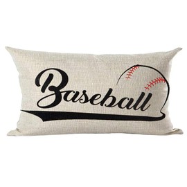 Ramirar Black Word Art Baseball for Ball Game Sports Lover Inspirational Decorative Lumbar Throw Pillow Cover Case Cushion Home Living Room Bed Sofa Car Cotton Linen Rectangular 12 x 20 Inches