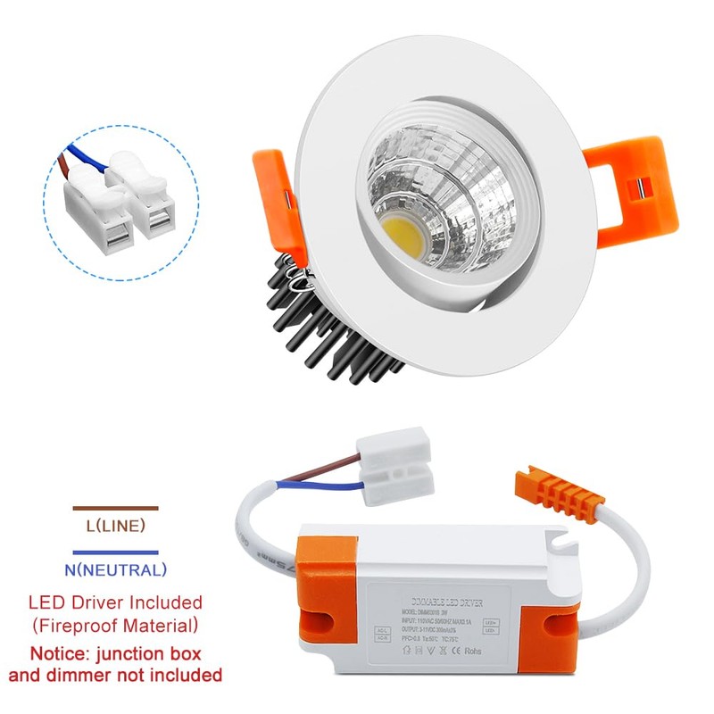 2Inch LED Recessed Ceiling Light, 3W Dimmable LED Downlight, 60