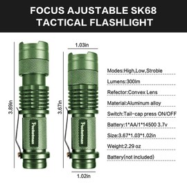 Pack of 5 LED Mini Torches, 7 W, 300 lm, SK-68, 3 Modes, Adjustable Focus, Zoomable Q5 LED Tactical Torch for Camping, Hiking Emergencies (Five Colours)