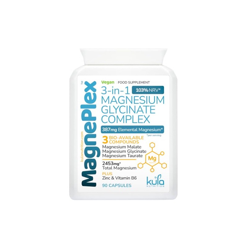 MagnePlex – 2454mg Magnesium Glycinate 3-in-1 Complex - 90 Vegan