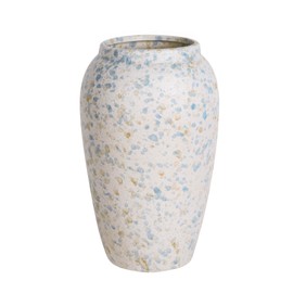 Ceramic Rustic Vase for Home Decor, Farmhouse Vintage Grey Blue Decorative Vase for Living Room, Entryway, Kitchen, Shelf, Table Centerpiece, Boho Modern Decoration, 20cm Tall