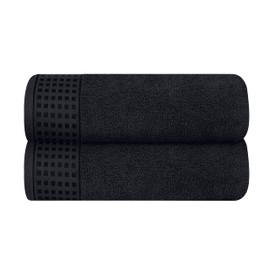 GLAMBURG Cotton 2-Pack Oversized Bath Towel Set 70 x 140 cm, Large Bath Towels, Ultra Absorbent, Compact, Environmentally Friendly and 100% Recyclable, Quick Drying and Lightweight, Black