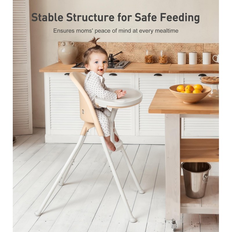 Mallify Foldable High Chair, Space-Saving Portable Baby High Chair with