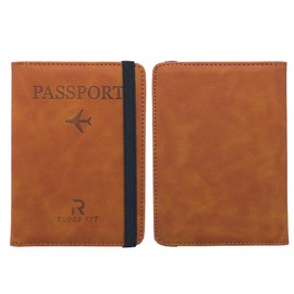 ROUGH FIT Passport Holder, Premium PU Leather Passport Cover with RFID Blocker, Portable Passport Cover, Travel Passport & Id Documents Holder for Men & Women (Coffee)