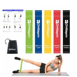 Resistance Bands 5-piece Set with User Guide and Carry Bag,Exercise Bands with 5 Levels for Latex Elastic Bands for Yoga,Pilates, Rehab, Fitness,Strength Training and Home Workout